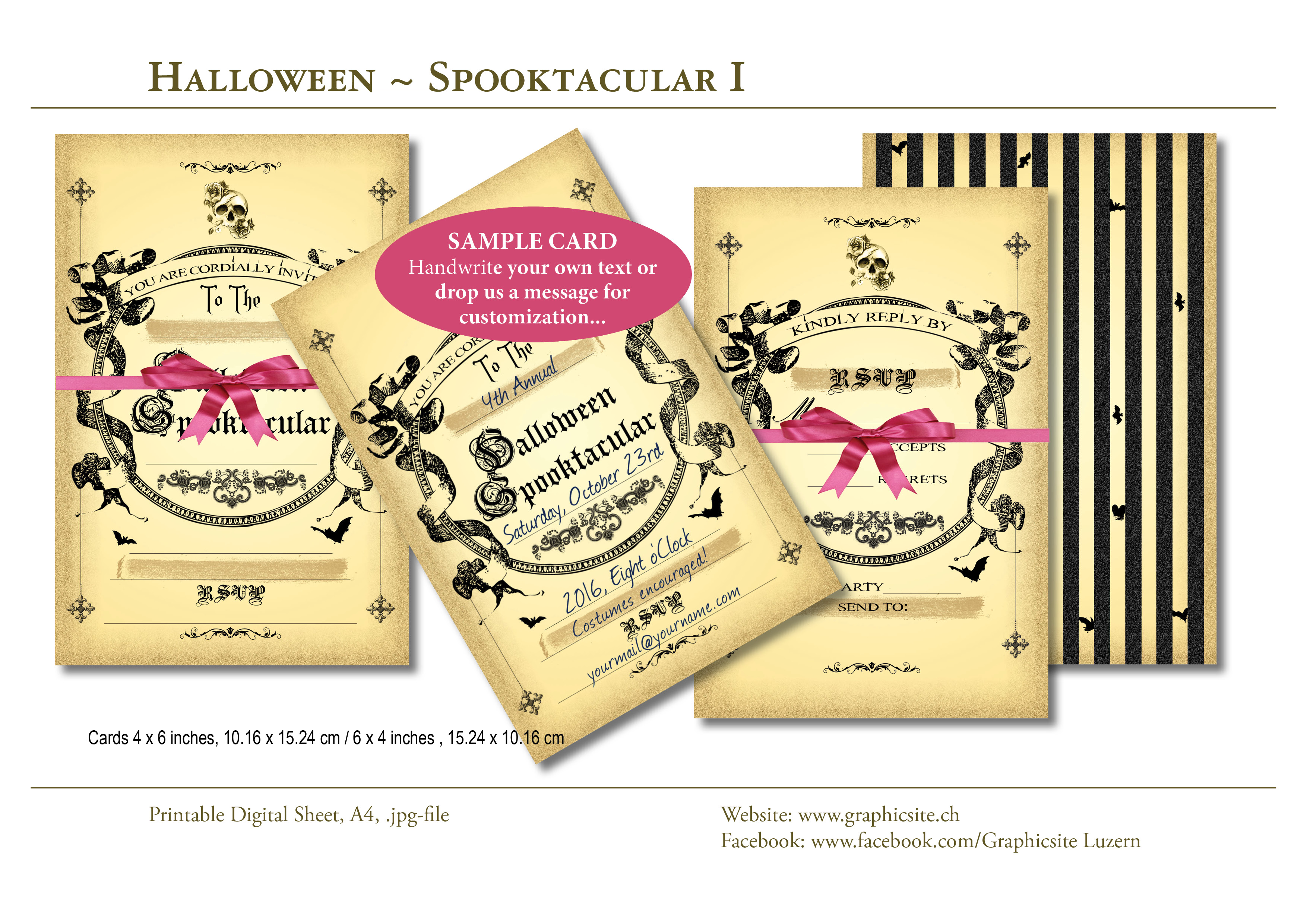 Printable Digital Sheets - 6x4 Cards - Halloween 1
